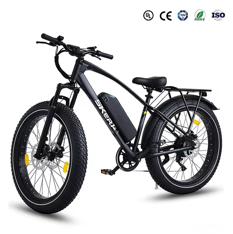 26 Inch Fat Tire Electric Mountain Bike with Rear Hub Motor 48V Lithium Battery All Terrain Off-Road E-Bike