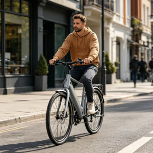 Stylish Light Gray Aluminum Alloy 7-Speed Brushless 250W Lithium Battery Step-Through Urban E-Bike with 80-100km Range