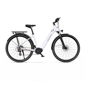 Stable High-Speed Riding Electric City Bike Rear Hub 90-110km Range Aluminum Alloy Frame Pedal-Assist for Commuting Leisure white