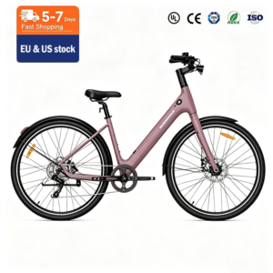EU/US Stock 27.5" City E-Bike 250W Brushless 10.4AH Lithium Aluminum Frame Hydraulic Disc Brakes Smart Features Integrated Red