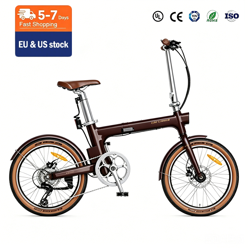 Premium Aluminum Foldable E-Bike | EU/US Local Stock, 250W Motor, 3-Speed Smart Assist wine red wine red